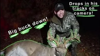 BIG BUCK DOWN!! - Buck drops in its tracks on camera!!!!