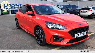 Ford Focus ST-Line X Edition 5 Dr 1L 155PS mHEV 6 Spd in Race Red at Paynes of Hinckley (KX71RDV)