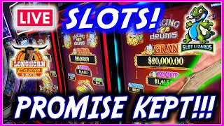 🔴 MORE LIVE SLOTS! KEEPING A PROMISE! DANCING DRUMS GRAND JACKPOT CHALLENGE! LONGHORN CASINO!