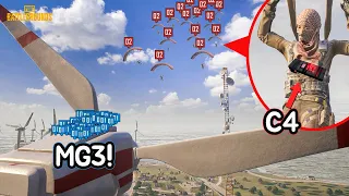 Wow!! C4+Parachute vs MG3 !! Wind Power Plant Battle!!