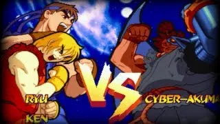 Ryu/Ken vs Final Boss (Cyber Akuma) - Marvel Super Heroes vs Street Fighter