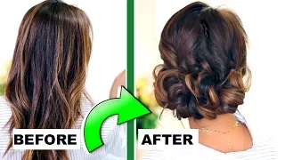 ★ 3-MINUTE ELEGANT CURLY BUN 👍🏽 | EASY UPDO HAIRSTYLES for Everyday & Prom | Peinados