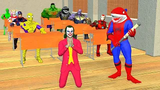 Superheroes Spiderman Go To School Prof Hulk, Shark Teacher, Sniper Thor Venom3 Joker | Melo Films