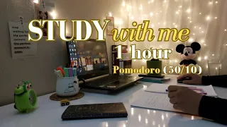 1-Hr Study With Me | pomodoro (50/10) ⏰️| ambient piano and rain 🎶🌧💙.