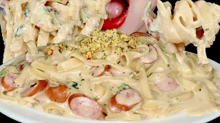 ASMR CREAM FETTUCCINE ALFREDO PASTA MUKBANG 크림 파스타 먹방 EATING SOUND NO TALKING