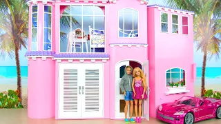 Pink House Night and Morning of Ken & Barbie صباح baju baru Manhã Nouvelle robe Morgen & Nacht