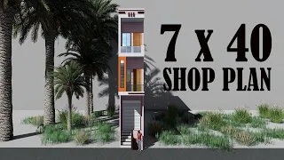 7x40 shop plan , 7 by 40 ghar ka naksha ,shop plan,7*40 market plan 7x40 3d shop plan
