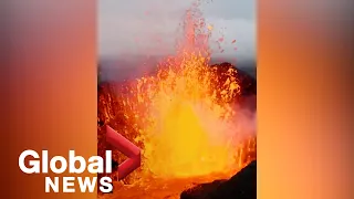 Iceland volcano: Drone melts trying to film inside active crater