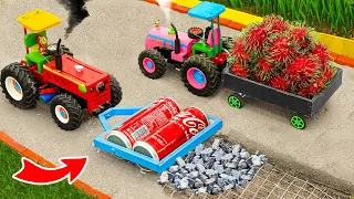 Top diy tractor making mini transport fruits | diy mini rollers tractor making road | HaiPhong Mini