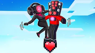 Stuck on ONE HEART with SPEAKER WOMAN in Minecraft!