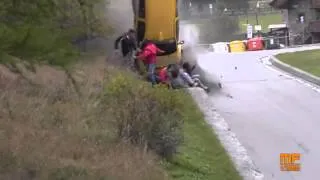 spectators lucky to be alive after crazy rally car crash