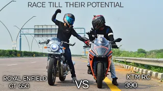 ktm rc 390 vs royal enfield continental GT 650 | insane battle 🔥| top end race