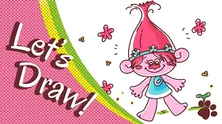 How to draw Poppy from Trolls Step by Step Easy | CUTE AND EASY | Drawing cartoon character