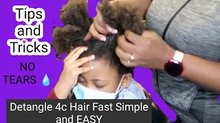 How To Properly Detangle 4c Hair for TENDER HEADED kids *DETAILED* Hairstylist detangles