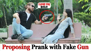 Fake G-U-N Proposing Prank On Cute Girl ❤️ Part 4 | Funny Reaction 😂😂