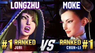 SF6 ▰ LONGZHU (#1 Ranked Juri) vs MOKE (#1 Ranked Chun-Li) ▰ High Level Gameplay