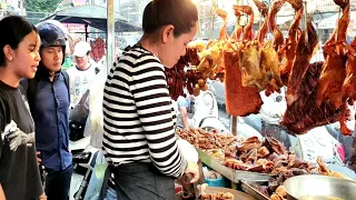 Amazing! for Dinner Yummy Phnom Penh Street food - Sold out of Pork & Ducks Chops, Roast Pork Ducks