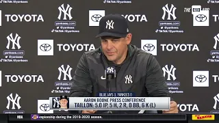 Aaron Boone after a series opener against the Blue Jays