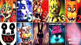 ALL FNAF 1 2 3 4 5 6 UCN SB All Jumpscares Simulator VS JR'S *ALL JUMPSCARES*