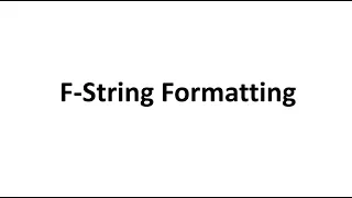 F-String Formatting in Python