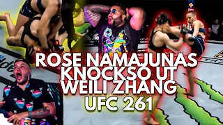 ROSE NAMAJUNAS KNOCKS OUT WEILI ZHANG AT UFC 261 ! Ends Her Winstreak! NEW CHAMPION REACTION!!!