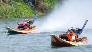 แข่งเรือซิ่ง มันส์สะใจ แรงจนบิน!! Long-tail Boat Racing Toyota 5K Engine