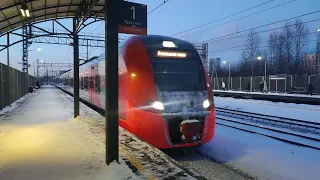 Электропоезд ЭС2Г-125 "Ласточка" на станции МЦД-3 Лихоборы (Февральский холодный день)
