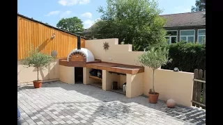 diy outdoor kitchen with pizza oven and grill