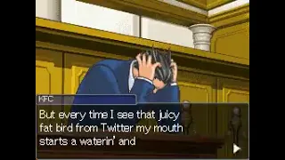 an actual Twitter thread courtesy of ace attorney bot, the official KFC and sonic twiter