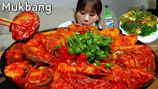 Sub)Real Mukbang- Steamed Spicy Seafood 🔥 Korean Pancakes, Fried Rice 🥘 ASMR KOREANFOOD