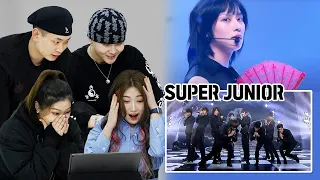 Is he a vampire? Korean Dancers React to SUPER JUNIOR Past & Now Stage