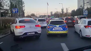 alarmowo warsaw rescue do szpitala Bielańskiego ( i policja alarmowo na trasie przejazdu ) 🚑🚔