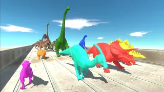 Race to eat Neon Herbivore Dinosaurs - Animal Revolt Battle Simulator