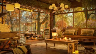 Autumn Forest Coffee Cabin with Piano Jazz Music for Relaxing, Studying and Working