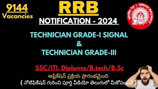 RRB-Notification 2024 Released || 9144 vacancies||Eligibility, Important Dates, Fee, Age.