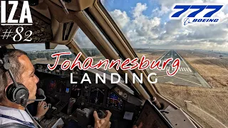 B777 JNB 🇿🇦 Johannesburg | LANDING ILS 03R | 4K Cockpit View | ATC & Crew Communications