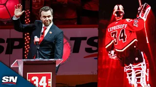 Calgary Flames Hold Ceremony To Retire Miikka Kiprusoff's No. 34 Jersey