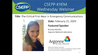 The Critical First Hour in Emergency Communications a CSEPP KYEM Wednesday Webinar 21 February 2024