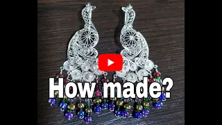 Peacock , How made silver earrings? Handmade filigree. Павлин , как сделано? Ручная работа филигрань