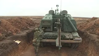 MLRS Grad, TOS-1 Solntsepek, and Howitzer Msta-S in action during Exercise "Peace Mission 2021"