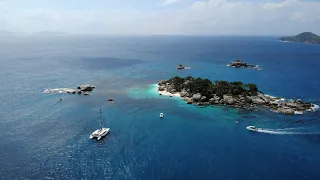 Seychelles 4k drone shots of the tropical island Praslin, La Digue and Mahe