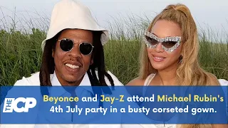 Beyonce and Jay Z attend Michael Rubin's 4th July party in a busty corseted gown