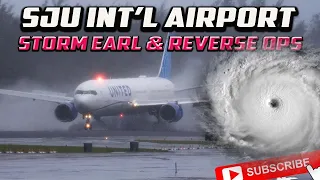 4K- Bad Weather Plane Spotting in SJU ✈️ Reverse Ops Caused by Storm Earl.