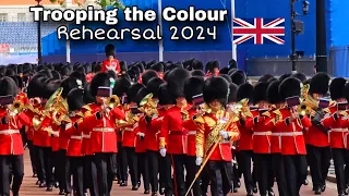 SPECTACULAR Trooping the Colour Rehearsal March Back to Wellington Barracks 24thMay 2024