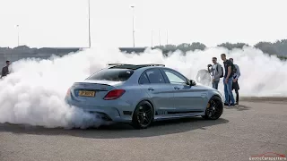 Mercedes C63 S AMG - Donuts, Burnouts, Launch Control & Stopped by Police !