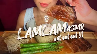 ASMR WAGYU STEAK, ASPARAGUS, ENOKI MUSHROOM *EATING SOUNDS* *NO TALKING* LAMLAM ASMR