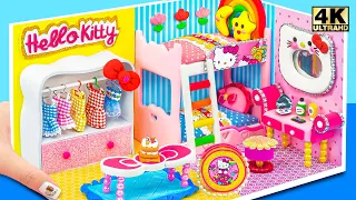 Build Hello Kitty Cute Miniature House With Bunk Bed And Makeup Table❤️DIY Miniature House