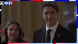 Justin Trudeau arrives at Buckingham Palace for a reception hosted by King Charles III