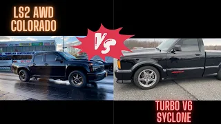 Drag Race Showdown: V6 turbo Syclone vs. AWD V8 turbo Colorado