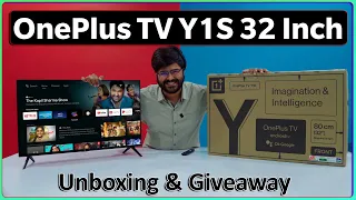OnePlus TV Y1S 32 INCH TV (2022 Model) Unboxing & Giveaway || Android 11 & Dual Band Wifi🔥@14,499